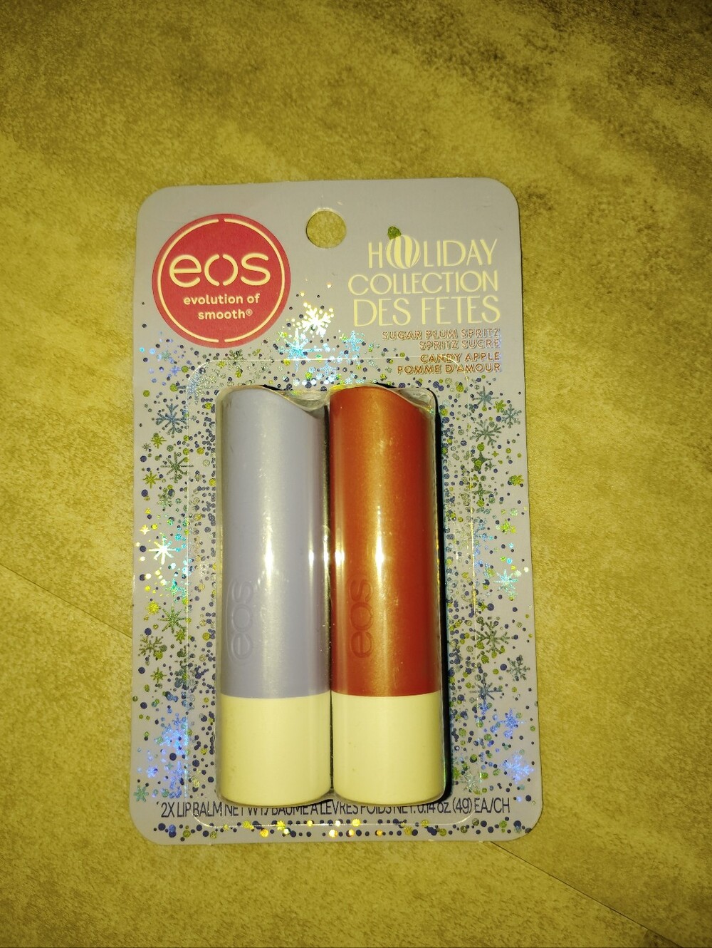 EOS Holiday Collection Lip Balm 2 Pack Sugar Plum Spritz Candy Apple New Sealed